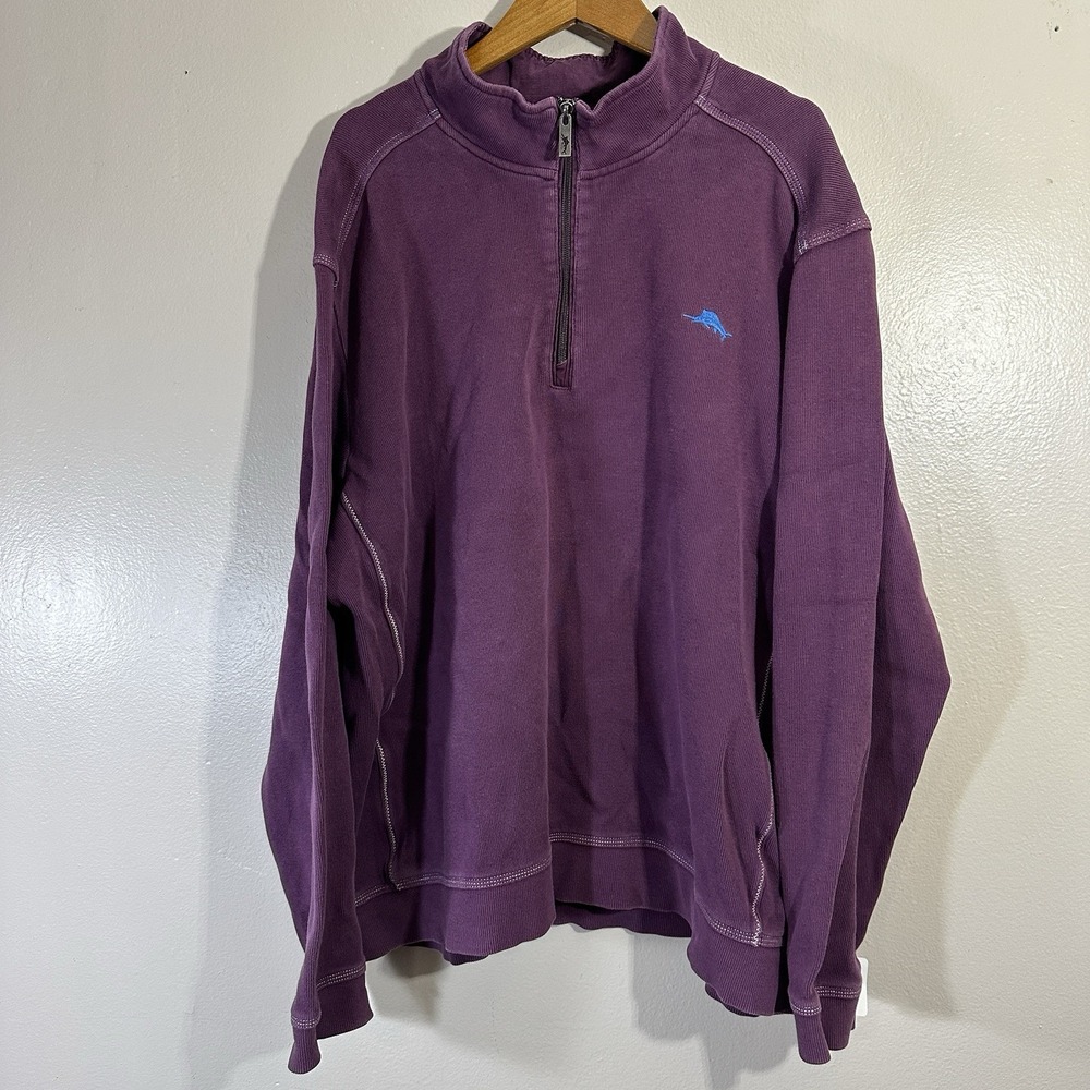 Tommy Bahama Men's XXL Plum Quarter-Zip Sweatshirt Men's